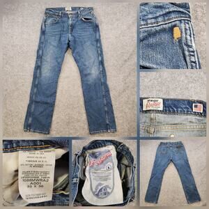 Wrangler Rooted Collection Jeans Mens 33x30 Blue Alabama USA Made Denim Straight